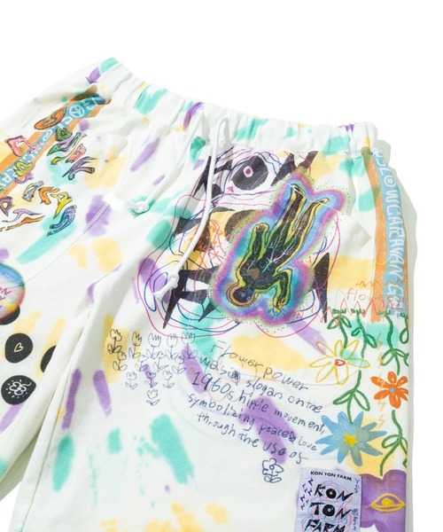 go slow caravan（ゴースローキャラバン）の「32/1 三本引き揃え ヘビー天竺 TIE DYE落書きカオス TRAハーフパンツ（その他パンツ・メンズ・その他1・MEDIUM/LARGE/X-LARGE）」の2枚目の写真