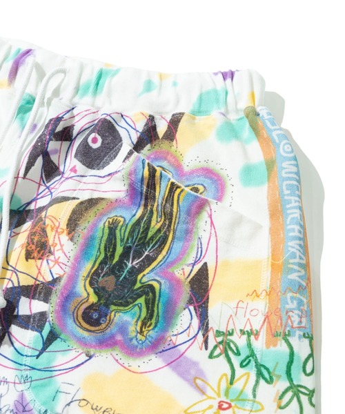go slow caravan（ゴースローキャラバン）の「32/1 三本引き揃え ヘビー天竺 TIE DYE落書きカオス TRAハーフパンツ（その他パンツ・メンズ・その他1・MEDIUM/LARGE/X-LARGE）」の4枚目の写真