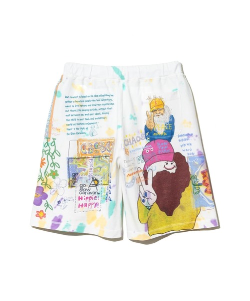 go slow caravan（ゴースローキャラバン）の「32/1 三本引き揃え ヘビー天竺 TIE DYE落書きカオス TRAハーフパンツ（その他パンツ・メンズ・その他1・MEDIUM/LARGE/X-LARGE）」の7枚目の写真