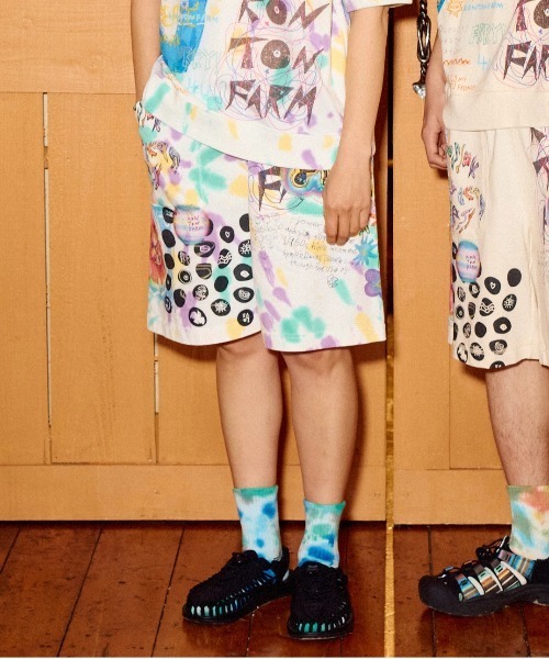 go slow caravan（ゴースローキャラバン）の「32/1 三本引き揃え ヘビー天竺 TIE DYE落書きカオス TRAハーフパンツ（その他パンツ・メンズ・その他1・MEDIUM/LARGE/X-LARGE）」の11枚目の写真