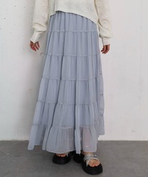 シアー楊柳ボリュームティアードスカート
