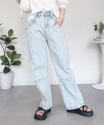 クロスフリンジワイドデニムパンツ