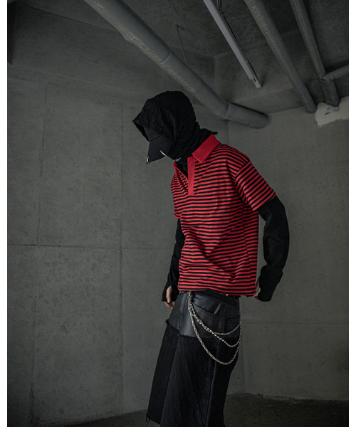 ROARINGRAD(ロアリングラド)の「ストライプポロTシャツレッド(ポロシャツ・レディース・その他・MEDIUM/LARGE)」の3枚目の写真