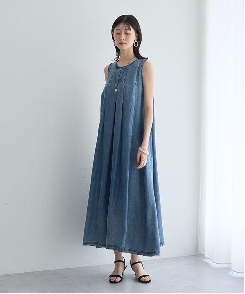 YECCA VECCA(イェッカヴェッカ)の「バイオ加工ヴィンテージデニムタックワンピース(ワンピース・レディース・インディゴブルー/グレー・FREE)」の7枚目の写真