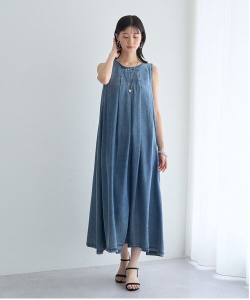 YECCA VECCA(イェッカヴェッカ)の「バイオ加工ヴィンテージデニムタックワンピース(ワンピース・レディース・インディゴブルー/グレー・FREE)」の10枚目の写真
