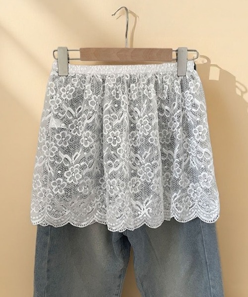 DiamondHearts(ダイヤモンドハーツ)の「フラワーレース レイヤードスカート(スカート・レディース・ホワイト・LARGE/MEDIUM)」の5枚目の写真