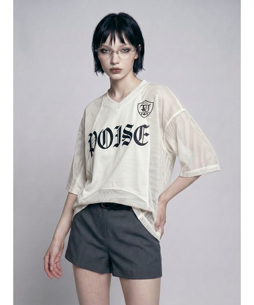 TAJEN:T(タジェント)の「【TAJEN:T】SHEER MESH GAME TEE/シアーメッシュゲームTシャツ(Tシャツ/カットソー・レディース・ホワイト/ブラック・1/2)」の1枚目の写真