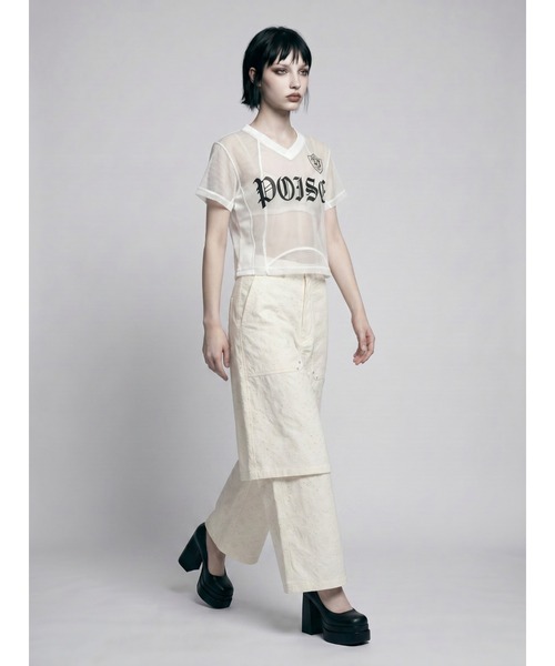 TAJEN:T(タジェント)の「【TAJEN:T】SHEER MESH GAME TEE/シアーメッシュゲームTシャツ(Tシャツ/カットソー・レディース・ホワイト/ブラック・1/2)」の4枚目の写真