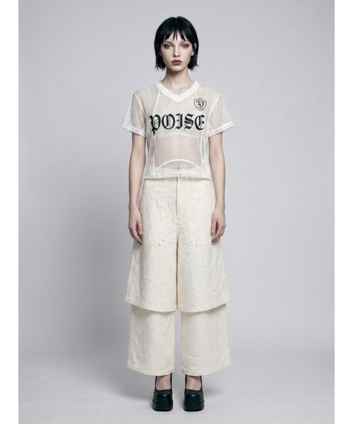 TAJEN:T(タジェント)の「【TAJEN:T】SHEER MESH GAME TEE/シアーメッシュゲームTシャツ(Tシャツ/カットソー・レディース・ホワイト/ブラック・1/2)」の3枚目の写真