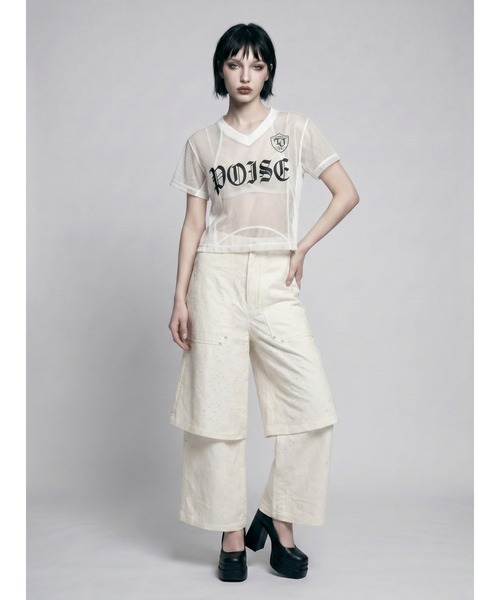 TAJEN:T(タジェント)の「【TAJEN:T】SHEER MESH GAME TEE/シアーメッシュゲームTシャツ(Tシャツ/カットソー・レディース・ホワイト/ブラック・1/2)」の5枚目の写真