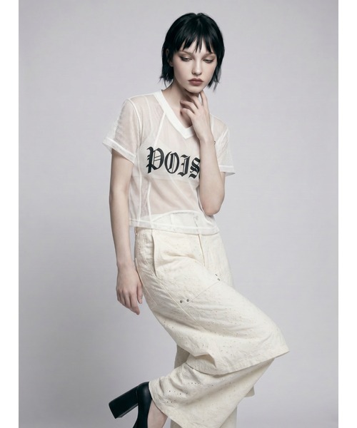 TAJEN:T(タジェント)の「【TAJEN:T】SHEER MESH GAME TEE/シアーメッシュゲームTシャツ(Tシャツ/カットソー・レディース・ホワイト/ブラック・1/2)」の7枚目の写真