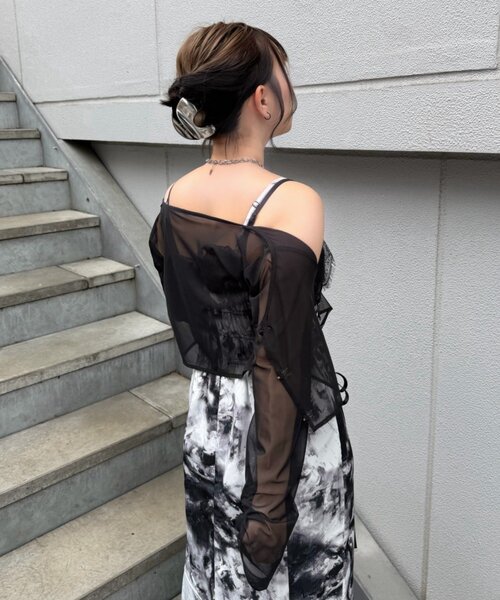Mavie..7(メヴィセットゥ)の「【Mavie..7】シアーショートカーディガン(Tシャツ/カットソー・レディース・グレー系その他2/ブラウン系その他/ブラック・FREE)」の10枚目の写真