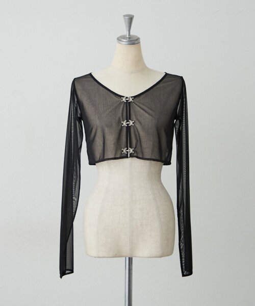 Mavie..7(メヴィセットゥ)の「【Mavie..7】シアーショートカーディガン(Tシャツ/カットソー・レディース・グレー系その他2/ブラウン系その他/ブラック・FREE)」の12枚目の写真