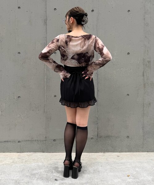 Mavie..7(メヴィセットゥ)の「【Mavie..7】シアーショートカーディガン(Tシャツ/カットソー・レディース・グレー系その他2/ブラウン系その他/ブラック・FREE)」の17枚目の写真
