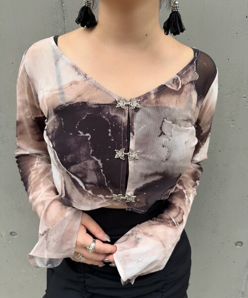 Mavie..7(メヴィセットゥ)の「【Mavie..7】シアーショートカーディガン(Tシャツ/カットソー・レディース・グレー系その他2/ブラウン系その他/ブラック・FREE)」の18枚目の写真
