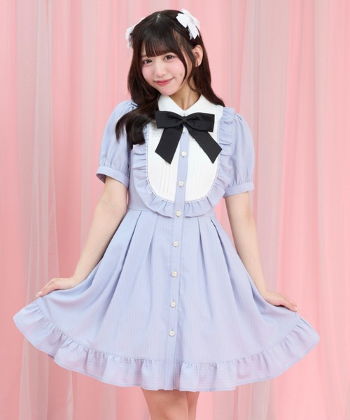 Secret Honey（シークレットハニー）の「ハイウエスト切替ヨークフリルワンピース（ワンピース・レディース・ブラック/ブルー・MEDIUM）」の2枚目の写真