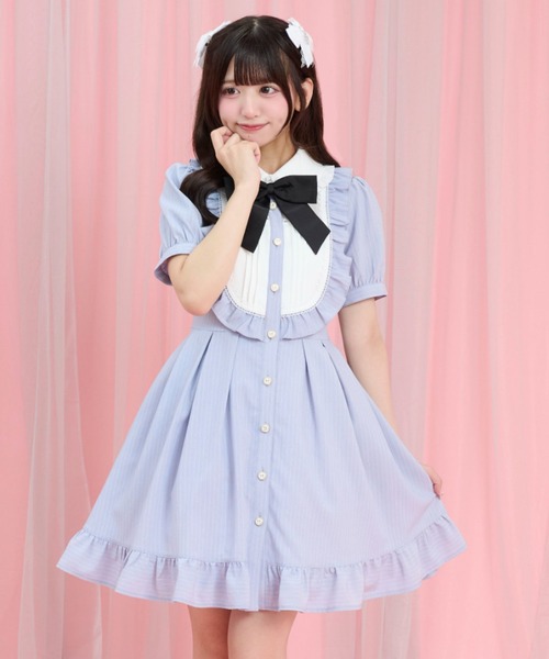 Secret Honey（シークレットハニー）の「ハイウエスト切替ヨークフリルワンピース（ワンピース・レディース・ブラック/ブルー・MEDIUM）」の6枚目の写真