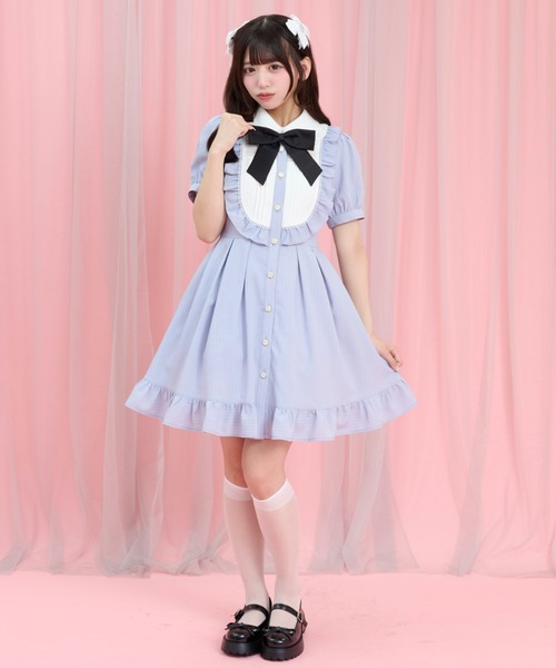 Secret Honey（シークレットハニー）の「ハイウエスト切替ヨークフリルワンピース（ワンピース・レディース・ブラック/ブルー・MEDIUM）」の5枚目の写真