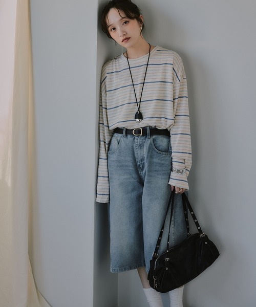 210nouve(トゥージュヌーブ)の「シアー マルチボーダー ロンT(Tシャツ/カットソー・レディース・パープル/ブラウン/ブルー・FREE)」の18枚目の写真