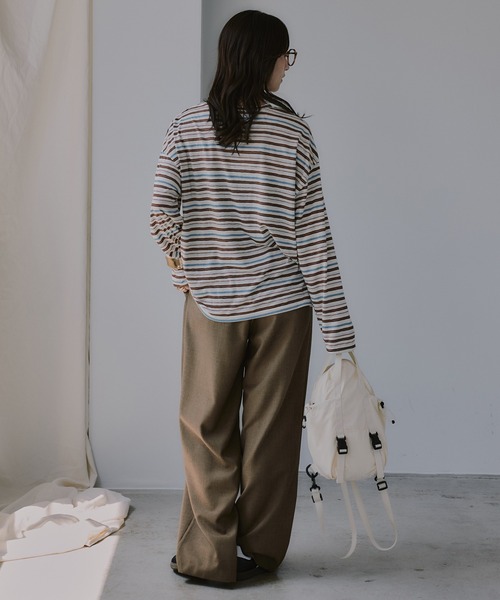 210nouve(トゥージュヌーブ)の「シアー マルチボーダー ロンT(Tシャツ/カットソー・レディース・パープル/ブラウン/ブルー・FREE)」の20枚目の写真