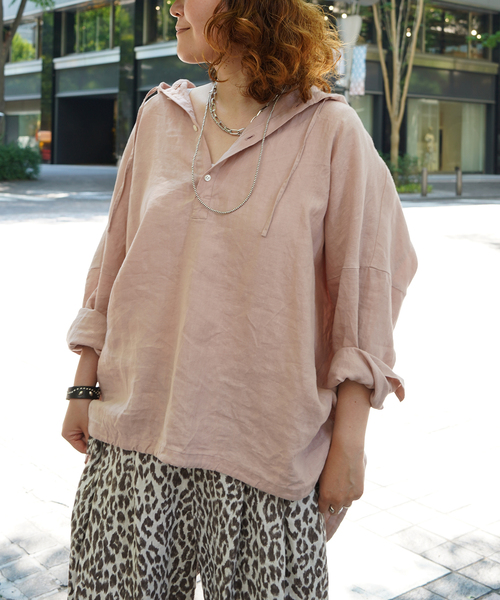 JOURNAL STANDARD LUXE(ジャーナルスタンダード ラックス)の「レオパリネン フードシャツ(シャツ/ブラウス・レディース・バーガンディー/ブラウン系その他/ブラック・FREE)」の3枚目の写真