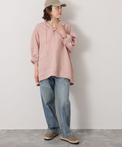 JOURNAL STANDARD LUXE(ジャーナルスタンダード ラックス)の「レオパリネン フードシャツ(シャツ/ブラウス・レディース・バーガンディー/ブラウン系その他/ブラック・FREE)」の4枚目の写真