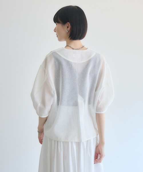 Paradise Picnic(パラダイスピクニック)の「ROSIEE デザインボタンメッシュ半袖ジャケット(テーラードジャケット・レディース・ブラック/ホワイト・FREE)」の5枚目の写真