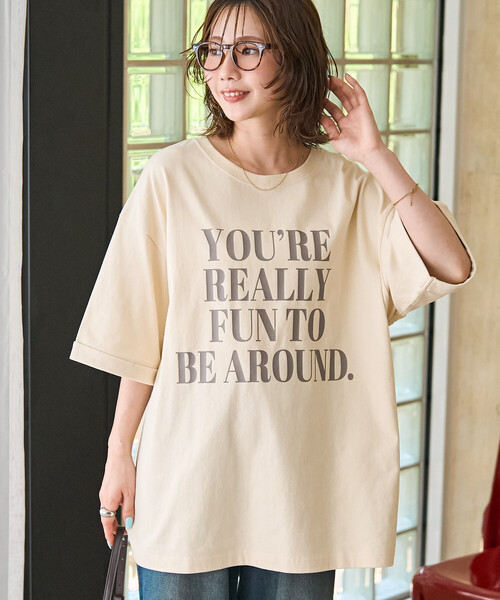 FREAK'S STORE（フリークスストア）の「限定展開　YOUREREALLY ロゴ ビッグシルエット 半袖 Tシャツ（Tシャツ/カットソー・レディース・ブルー/ブラウン/ナチュラル/ブラック・ﾌﾘ-）」の10枚目の写真