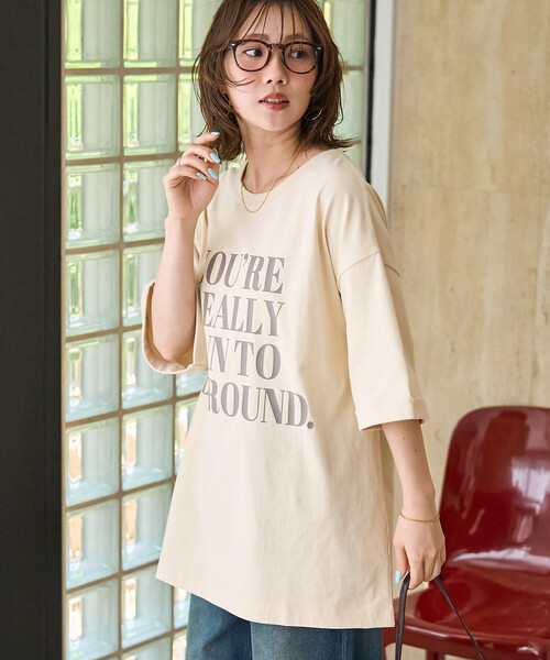FREAK'S STORE（フリークスストア）の「限定展開　YOUREREALLY ロゴ ビッグシルエット 半袖 Tシャツ（Tシャツ/カットソー・レディース・ブルー/ブラウン/ナチュラル/ブラック・ﾌﾘ-）」の11枚目の写真