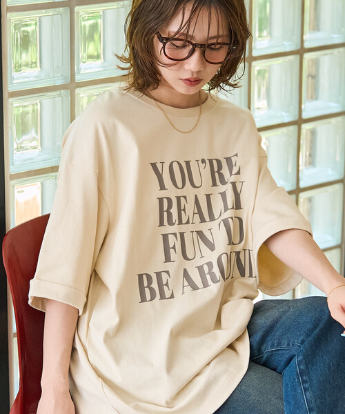 FREAK'S STORE（フリークスストア）の「限定展開　YOUREREALLY ロゴ ビッグシルエット 半袖 Tシャツ（Tシャツ/カットソー・レディース・ブルー/ブラウン/ナチュラル/ブラック・ﾌﾘ-）」の13枚目の写真