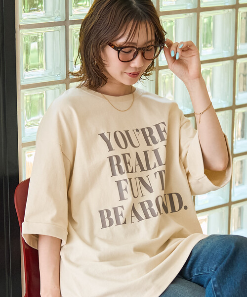 FREAK'S STORE（フリークスストア）の「限定展開　YOUREREALLY ロゴ ビッグシルエット 半袖 Tシャツ（Tシャツ/カットソー・レディース・ブルー/ブラウン/ナチュラル/ブラック・ﾌﾘ-）」の14枚目の写真