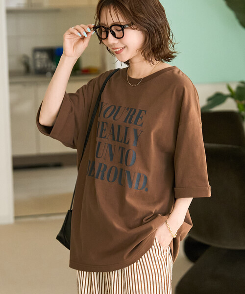 FREAK'S STORE（フリークスストア）の「限定展開　YOUREREALLY ロゴ ビッグシルエット 半袖 Tシャツ（Tシャツ/カットソー・レディース・ブルー/ブラウン/ナチュラル/ブラック・ﾌﾘ-）」の22枚目の写真