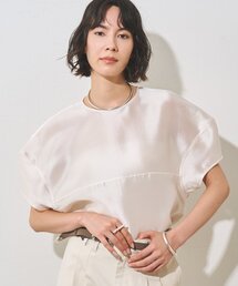 インフルエンサーコラボ】オーガンジーペプラムブラウス（シャツ