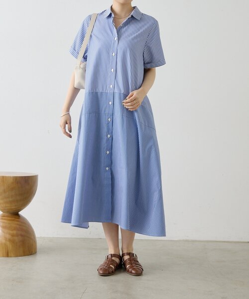 ear PAPILLONNER(イアパピヨネ)の「切替ストライプワンピース【SUM1 STYLE】(ワンピース・レディース・レッド/ブルー・FREE)」の3枚目の写真