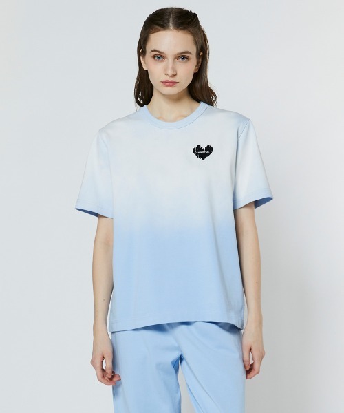 ESSENTIAL(エッセンシャル)の「ヘビー天竺 グラデーションTシャツ(WEB限定)(Tシャツ/カットソー・レディース・サックスブルー/ピンク・FREE)」の3枚目の写真