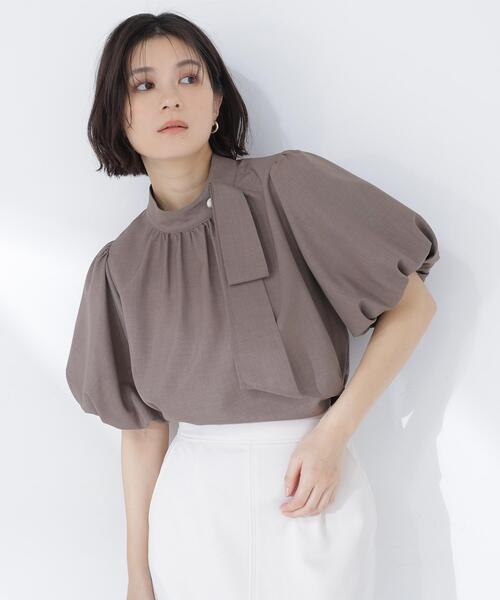 NATURAL BEAUTY BASIC(ナチュラルビューティーベーシック)の「リネンライクサイドタイブラウス(シャツ/ブラウス・レディース・ブラウン/ベージュ/ブルー・MEDIUM/SMALL)」の15枚目の写真