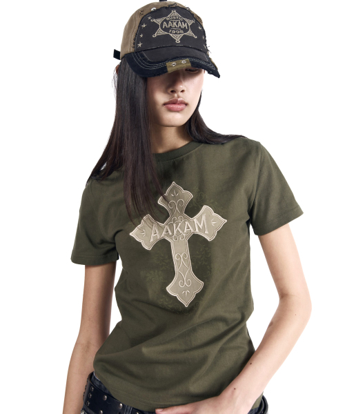 AAKAM(アーカム)の「AKM CROS2 Half Top (Khaki)(Tシャツ/カットソー・レディース・その他・2/3/1)」の4枚目の写真
