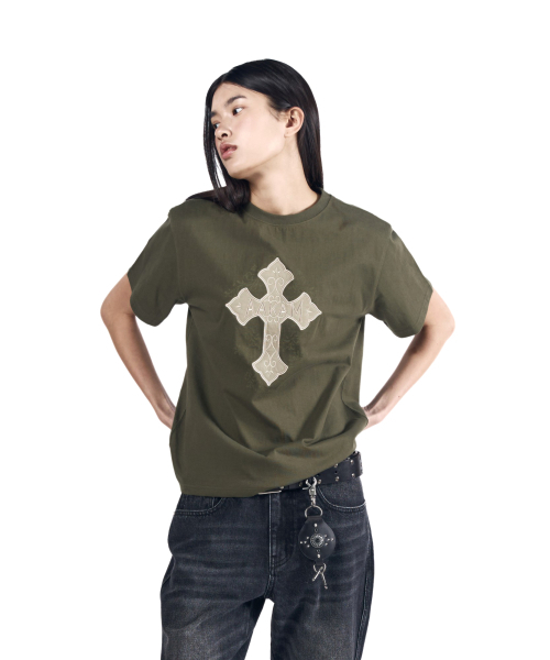 AAKAM(アーカム)の「AKM CROS2 Half Top (Khaki)(Tシャツ/カットソー・レディース・その他・2/3/1)」の11枚目の写真