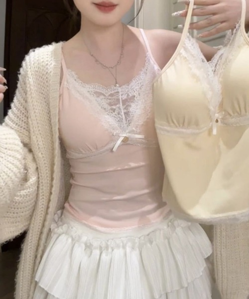 Lace Ladies（レースレディース）の「レース リボン キャミ カップ付き インナー（キャミソール・レディース・ホワイト/ピンク/ベージュ・FREE）」の20枚目の写真