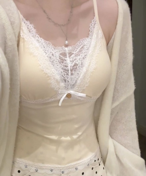 Lace Ladies（レースレディース）の「レース リボン キャミ カップ付き インナー（キャミソール・レディース・ホワイト/ピンク/ベージュ・FREE）」の21枚目の写真