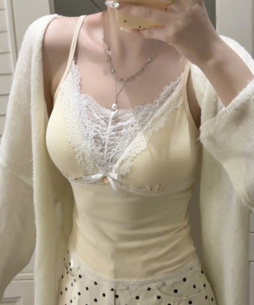 Lace Ladies（レースレディース）の「レース リボン キャミ カップ付き インナー（キャミソール・レディース・ホワイト/ピンク/ベージュ・FREE）」の22枚目の写真