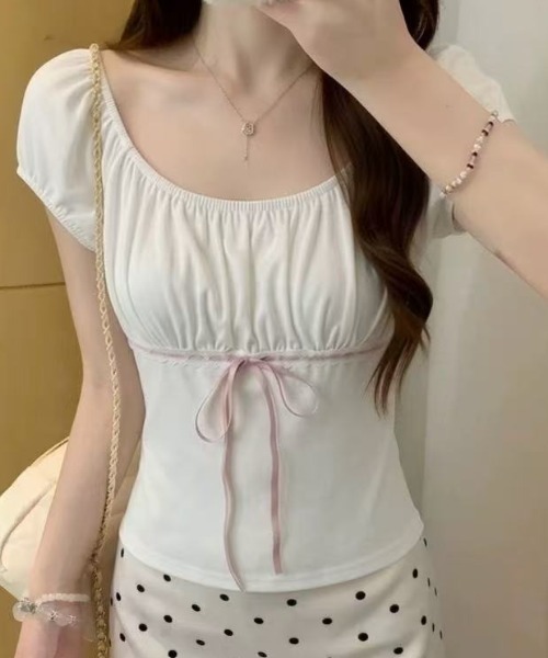 Achic(アシック)の「シャーリングぺラムトップス(Tシャツ/カットソー・レディース・ブルー/ピンク・M)」の13枚目の写真