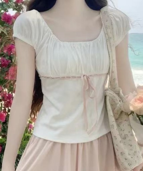 Achic(アシック)の「シャーリングぺラムトップス(Tシャツ/カットソー・レディース・ブルー/ピンク・M)」の15枚目の写真