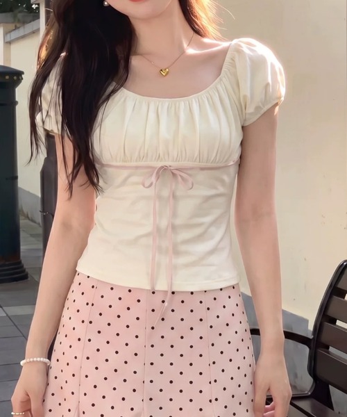 Achic(アシック)の「シャーリングぺラムトップス(Tシャツ/カットソー・レディース・ブルー/ピンク・M)」の18枚目の写真