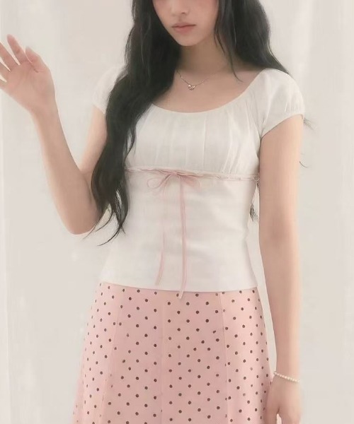 Achic(アシック)の「シャーリングぺラムトップス(Tシャツ/カットソー・レディース・ブルー/ピンク・M)」の8枚目の写真