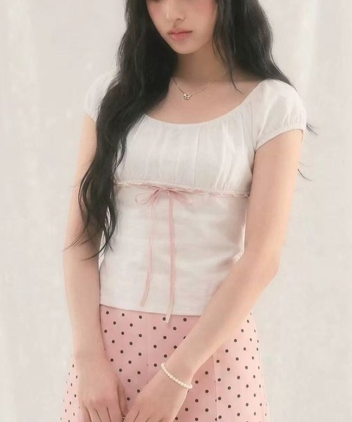 Achic(アシック)の「シャーリングぺラムトップス(Tシャツ/カットソー・レディース・ブルー/ピンク・M)」の9枚目の写真