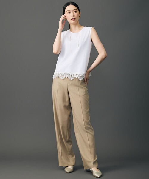 自由区(ジユウク)の「ソフトツイルクロスワイドストレート パンツ(その他パンツ・レディース・グレー系/ベージュ系・46/44)」の5枚目の写真