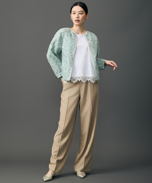 自由区(ジユウク)の「ソフトツイルクロスワイドストレート パンツ(その他パンツ・レディース・グレー系/ベージュ系・46/44)」の6枚目の写真