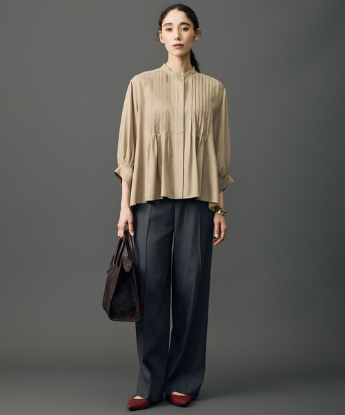 自由区(ジユウク)の「ソフトツイルクロスワイドストレート パンツ(その他パンツ・レディース・グレー系/ベージュ系・46/44)」の9枚目の写真