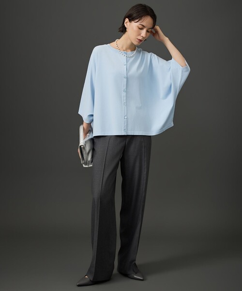 自由区(ジユウク)の「ソフトツイルクロスワイドストレート パンツ(その他パンツ・レディース・グレー系/ベージュ系・46/44)」の12枚目の写真